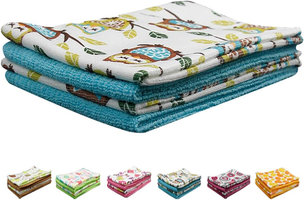 Pattern Printing Towels, NEUAIR Microfiber Hand/Face Towels Multi-Purpose Highly Absorbent,4 Pieces(Blue),16"x24"Inch
