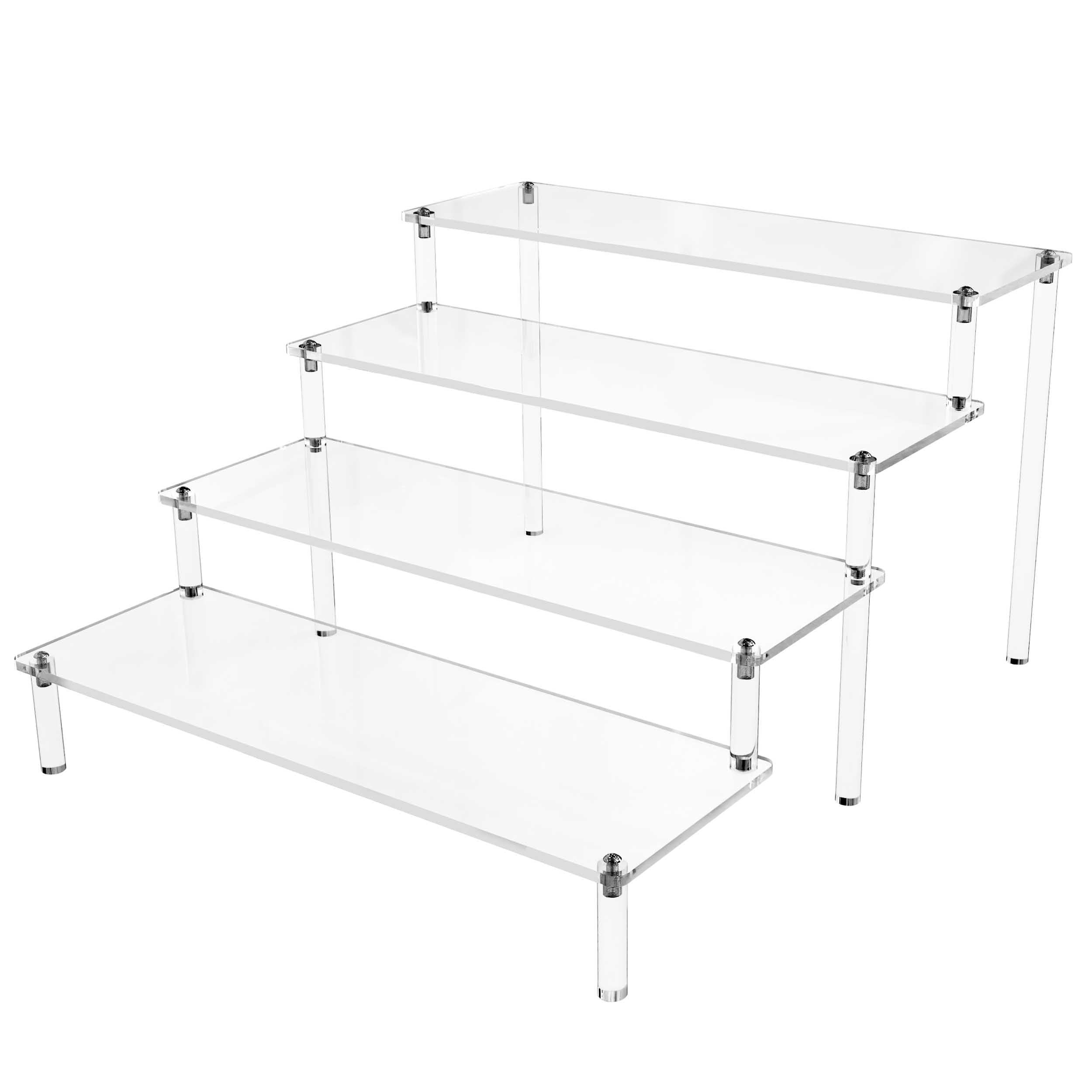 Photo 1 of Hmdivor Acrylic Risers for Display 1 Pack 4 Tier Acrylic Display Risers Perfume Stand, Clear Cupcake Stand Holder for Perfume Figures Cupcake Dessert 12 IN