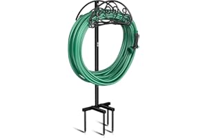 Sunvigor Garden Hose Holder Detachable Water Hose Holder, Thicker Metal Hose Stand Storage Rack, Freestanding Hose Storage for Outdoor, Yard, Lawn