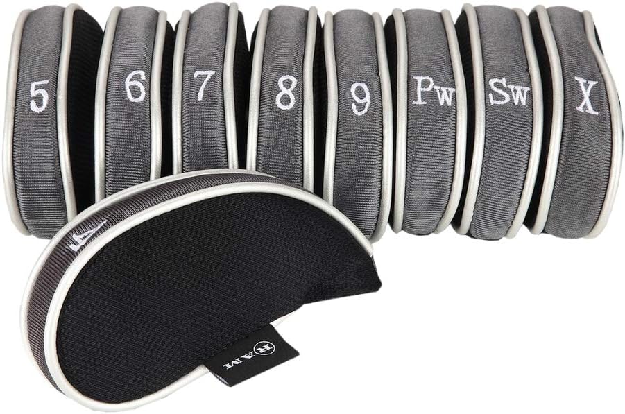 Ram Golf 9pc Iron Cover Set 4-5-6-7-8-9-PW-SW-X - Fabric Club Protectors