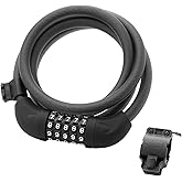 ROCKBROS Bike Lock Cable 5-Digit 4 Feet Combination Mounting Bracket | Resettable Password, Weatherproof, Anti-Theft, Bicycle Motorcycle Electric Scooter Gate Fence