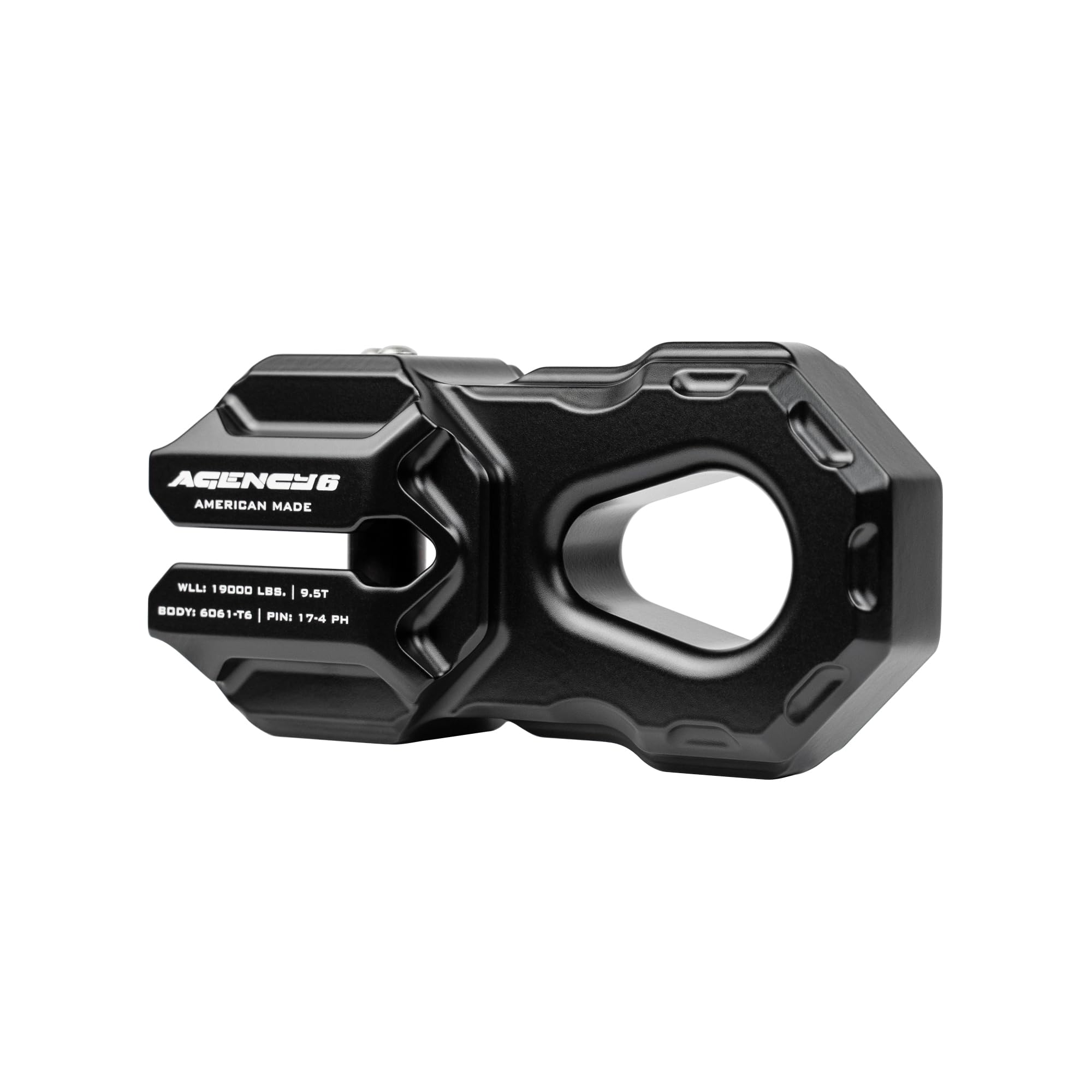 Photo 1 of Agency 6 Billet Winch Shackle - Lightweight Aluminum Winch Attachment for Synthetic Line - 19,000 Pound Load Limit - Made in The USA with US Certified Materials - Black