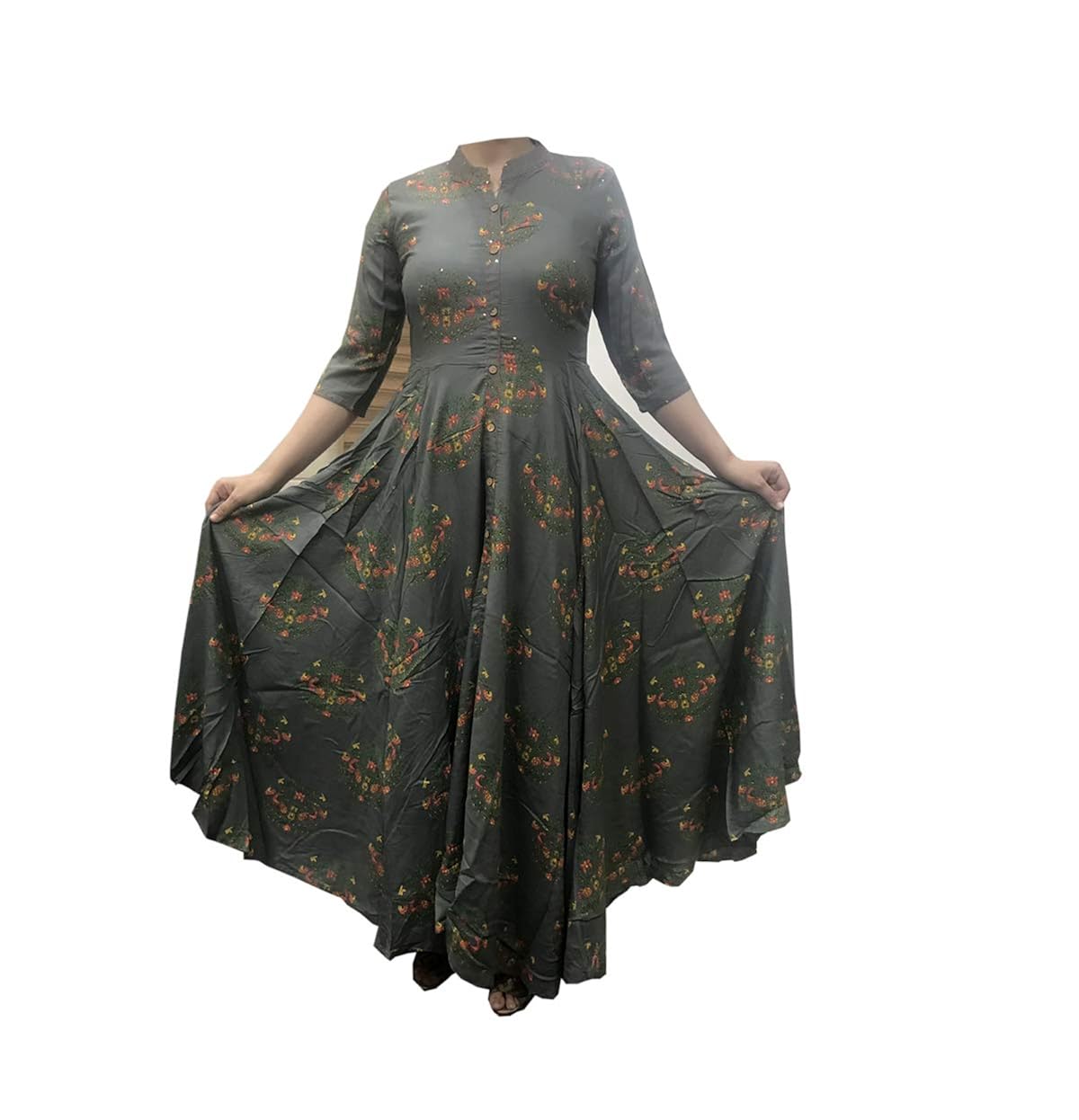 kriti couture rayon gown olive green