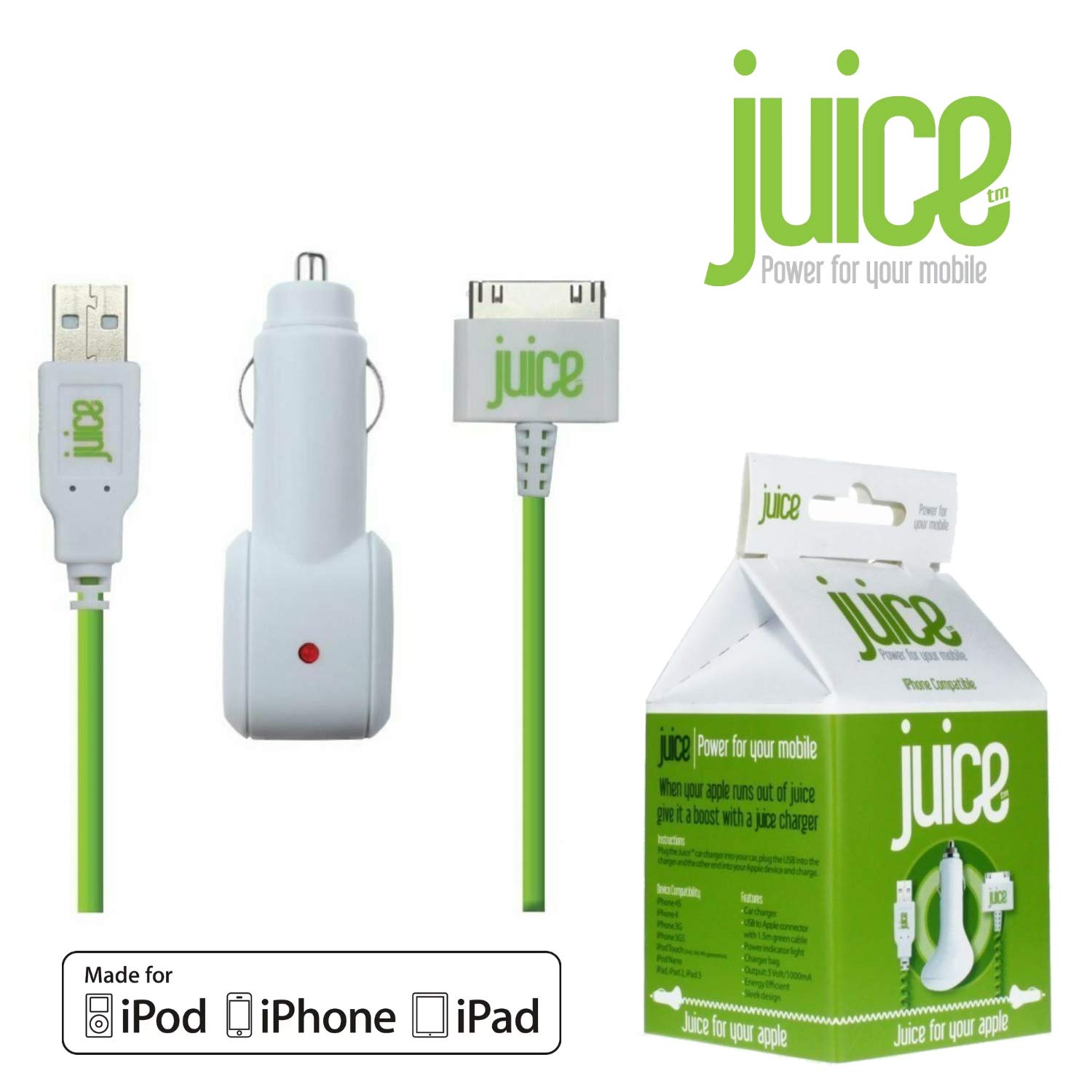 Juice Apple 30 Pin 1Amp Car Charger