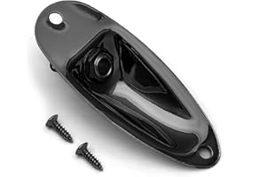 MAXCHEER Guitar Input Jack Socket Plate Output Loaded Boat Style 1/4 Inch with Screws for Fender Stratocaster Strat St Mono Electric Guitar for Electric Guitar Replacement Parts (black)