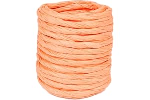 ALLWSLUCKY 15Yard Raffia Paper Ribbon, 4mm Paper String Colorful Twisted Paper Craft Rope Wrapping Ribbon for DIY Making Flower Basket, Gift Wrapping,Party Decor (Champagne)