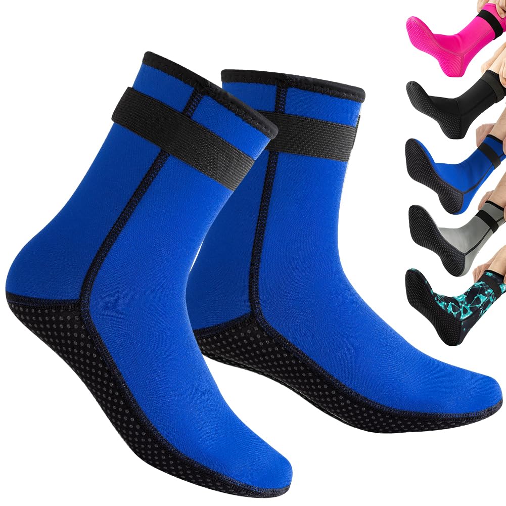 HINATAA 3mm Neoprene Wetsuit Socks,Thermal Wetsuit Socks, Quick-Drying Non-Slip Diving Socks Boots for Men Women (UK, Alpha, XXL, Regular, Regular, Blue)