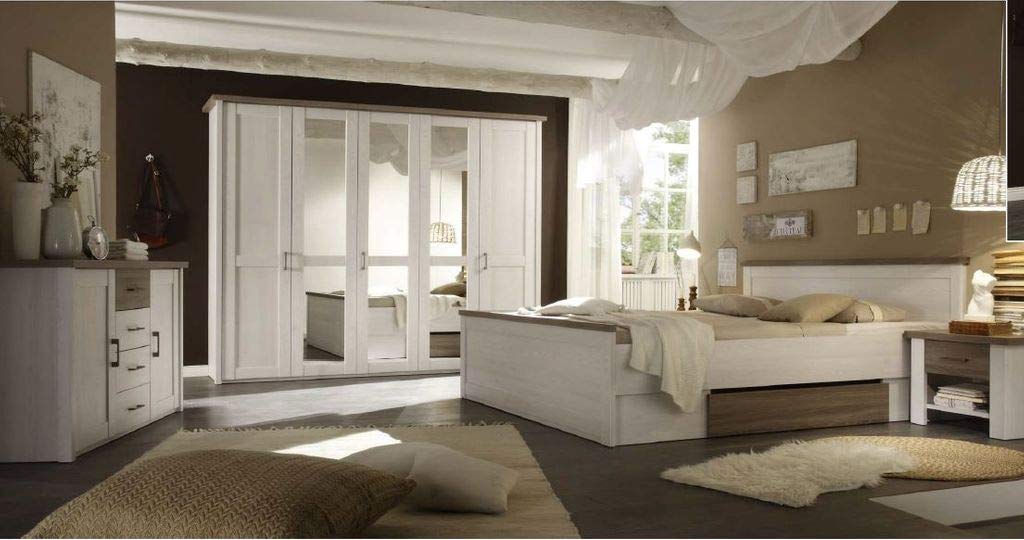 Luca 1 Schlafzimmer Komplettset Bett Kleiderschrank Set Pinie Weiß