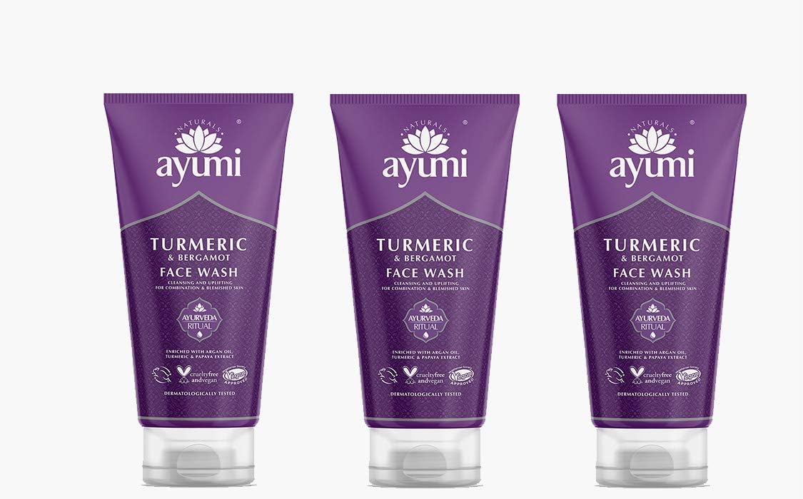 Ayumi Brightening FaceWash with Turmeric & Papaya| Vitamin C Face Wash for Dull & Dehydrated Skin |Perfect Facial Wash to Soothe Irritated Skin| Women & Mens Face Wash | 3 x 150 ml