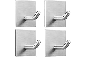 FOMANSH Heavy Duty Adhesive Hooks, Stick on Wall Adhesive Hangers, Strong Stainless Steel Holder, Self Adhesive Hooks for Kit