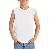 Haloumoning Boys Tank Tops Casual Sleeveless Crewneck Athletic Workout Tees Basic Solid Undershirts 5-14 Years