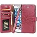 iPhone 7 Plus Case, iPhone 8 Plus Case, Moze iPhone 7 Plus Wallet Case [4 Card Slots ] [Wrist Strap] [Stand Feature] PU Leather Flip Wallet Case Cover for iPhone 7 Plus/iPhone 8 Plus - Wine Red