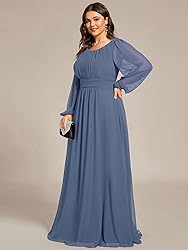 Ever-Pretty Women's Round Neck Long Sleeves Pleated