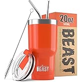 Beast 20 oz Tumbler Stainless Steel Vacuum Insulated Coffee Ice Cup Double Wall Travel Flask (Orange)