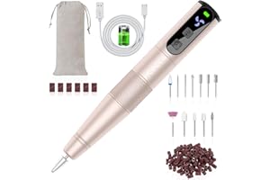 HEBECA Cordless Nail Drill Set, Electric Nail Files and Buffers Drill Nails for Natural or Acrylic Gel Nails - Rechargeable Nail File Nail Drill Machine Manicure Nail Dremel Kit (Gold)