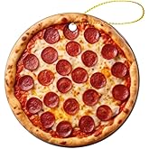 Funny Realistic Food Crispy Pizza Christmas Ceramic Ornaments for Home Decor Holiday Xmas Tree Hanging Ornament Christmas Tree Decoration Gifts for Family Friends