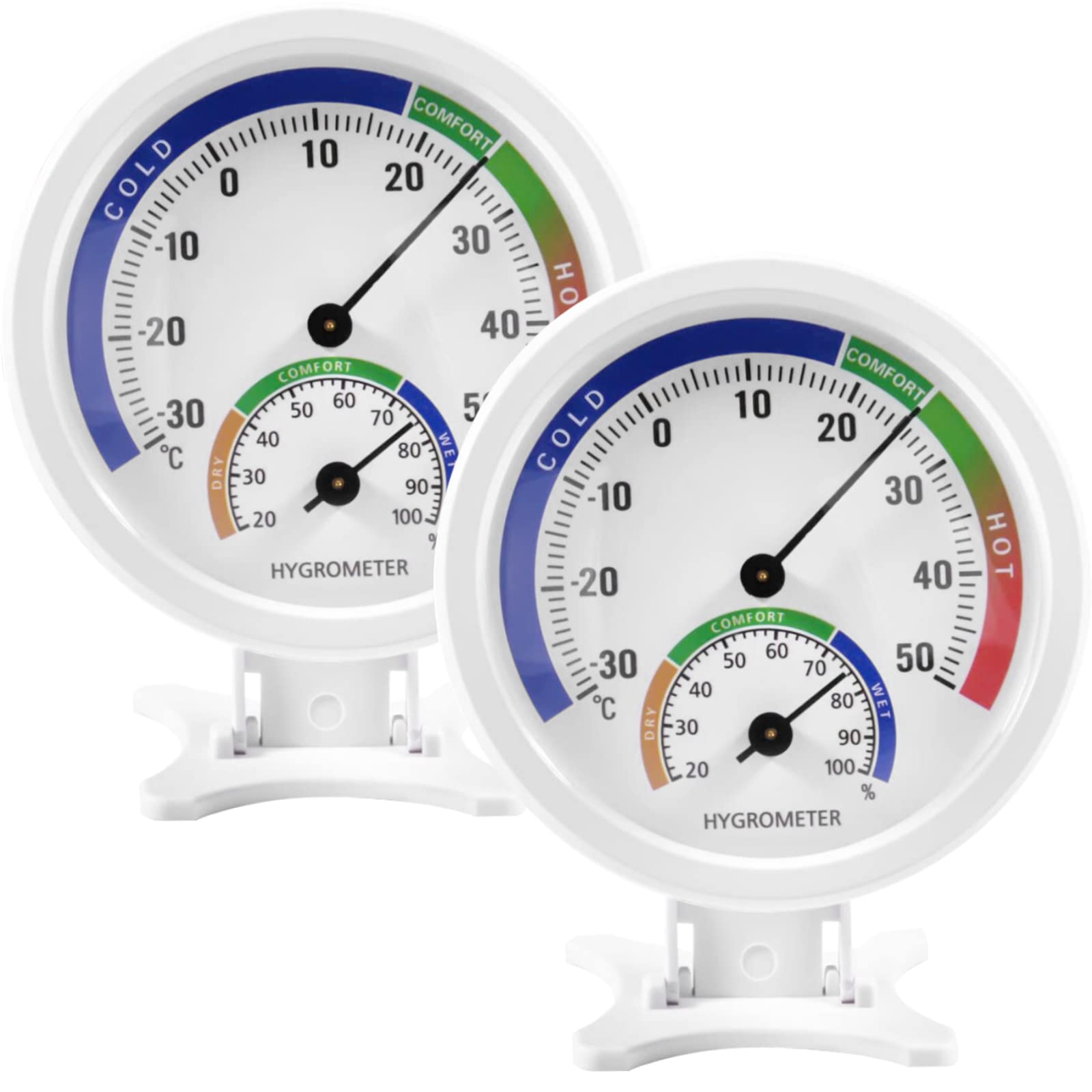 Greenhouse Thermometer - 2 Pack Indoor Outdoor Thermometer Hygrometer with Desktop Temperature and Hygrometer, Suitable for Terrace, Swimming Pool, Kitchen, Garden, Wall, Greenhouse