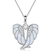 YFN Angel Wings Opal Necklace 925 Sterling Silver Guardian Angel Wings Pendant Necklace Opal Angel Jewelry for Women