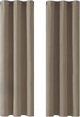 Deconovo Room Darkening Thermal Curtains Eyelet Taupe 42 x 90 in 2 Panels
