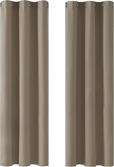 Deconovo Room Darkening Thermal Curtains Eyelet Taupe 42 x 90 in 2 Panels