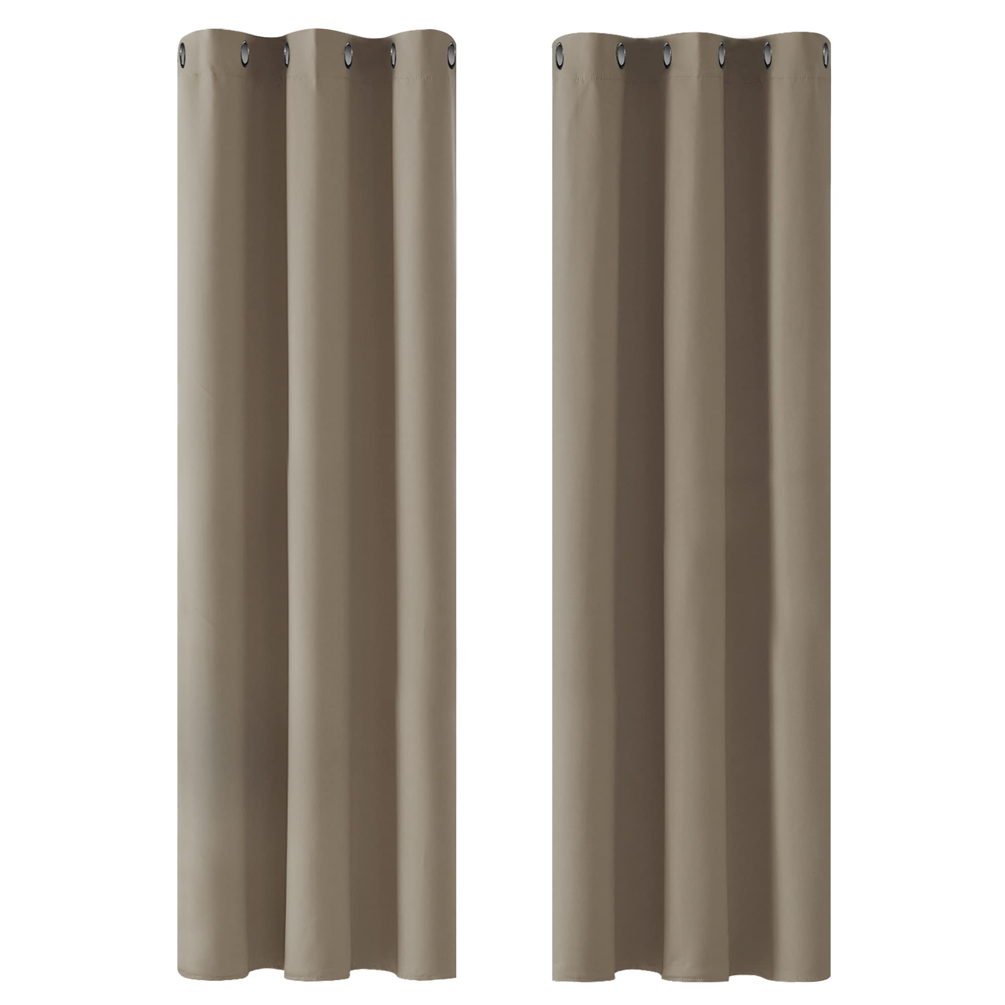 Deconovo Room Darkening Thermal Insulated Curtains Eyelet Blackout Curtains Ring Top Curtains for Bedroom Taupe 42 x 90 Inch 2 Panels