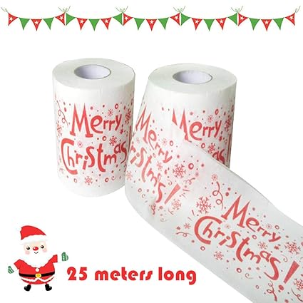 Merry Christmas Toilet Roll Paper Santa Claus Pattern Roll Paper Print Interesting Toilet Paper Table Kitchen Paper Towel 2 Pc A