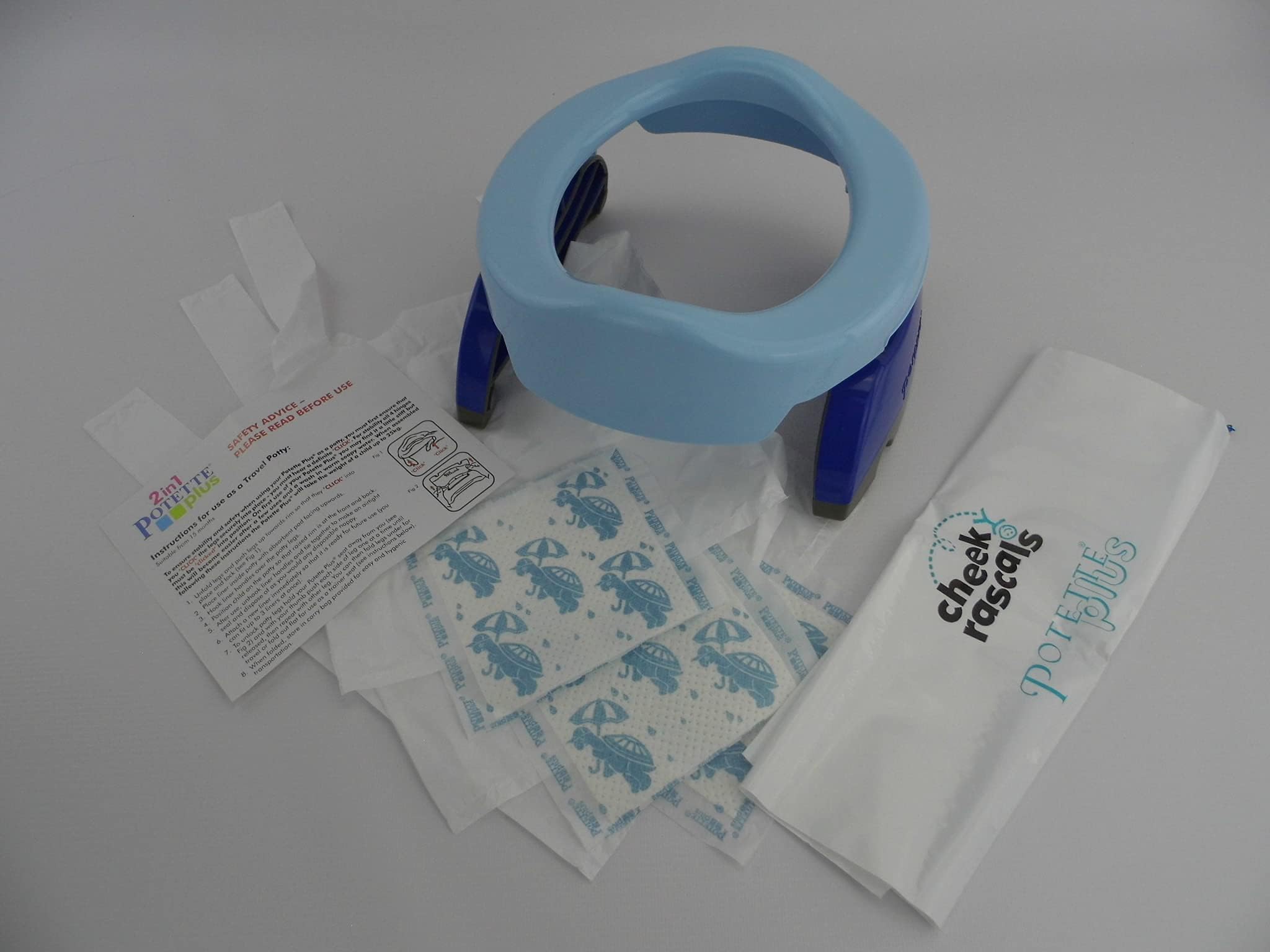 Vital Innovations 2730 – 13 2-in-1 Potette Plus Travel Potty, Blue/Navy