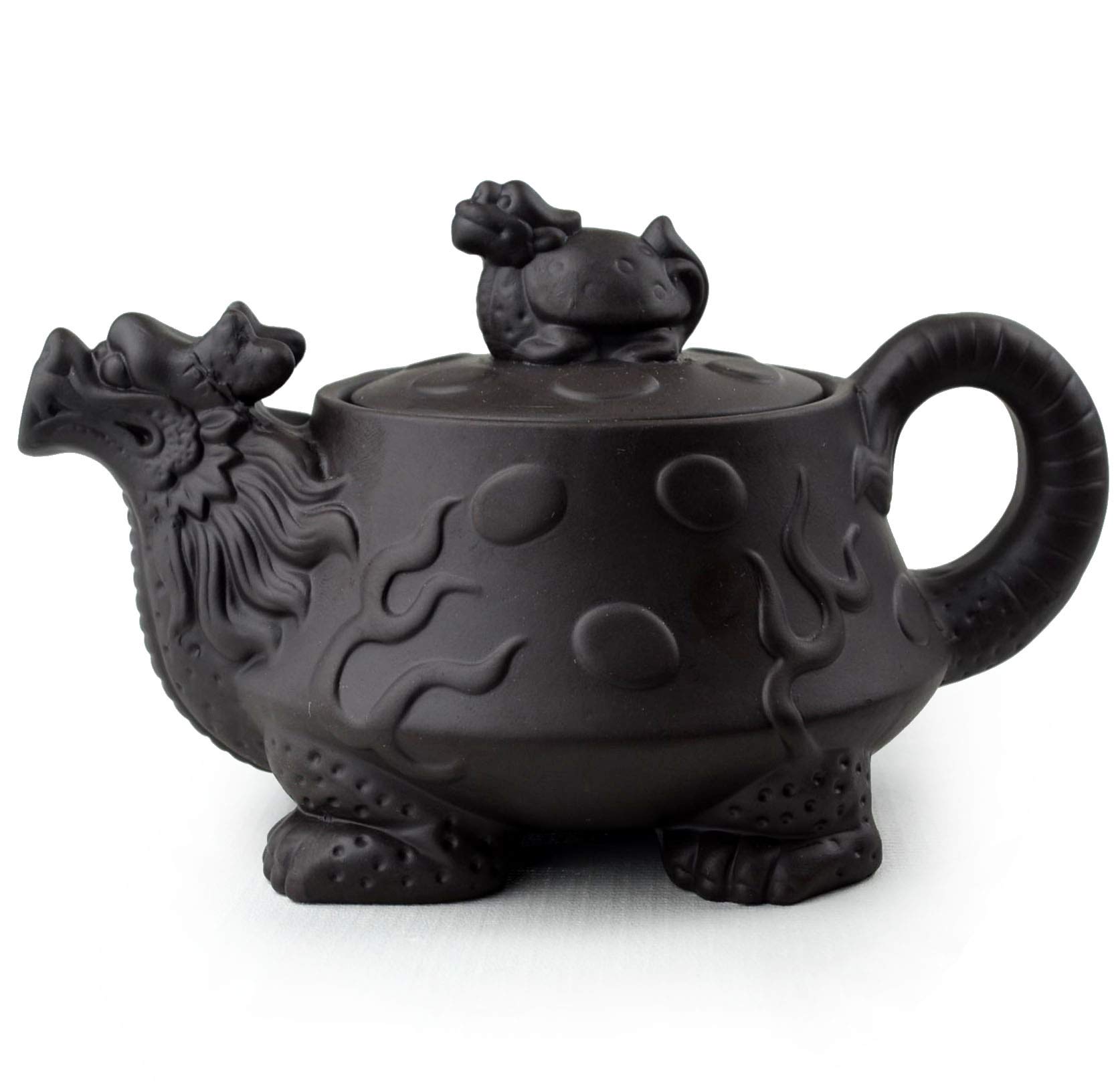 YXHUPOT Chinese Yixing Dragon Turtle Auspicious Zisha Gongfu Teapot for Loose Tea, 480ml, Black