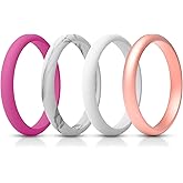 ThunderFit Women's Silicone Wedding Ring Sets, Thin and Stackable Rubber Wedding Bands, 2.6mm Wide, 2.1mm Thick, Variety Multipack 1/4/6/7/8/9