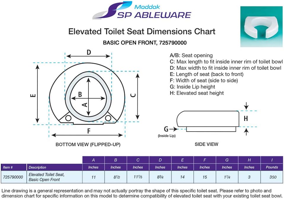 Maddak Basic Open Front Elevated Toilet Seat (725790000): Health & Personal Care