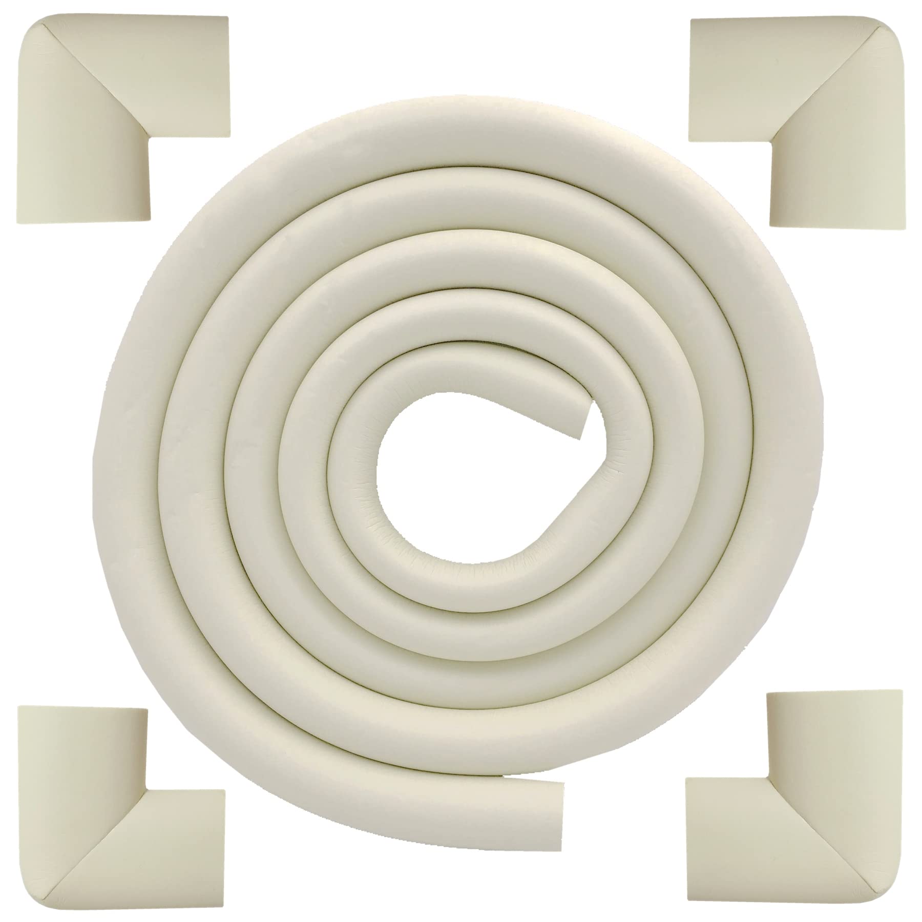 M2cbridge U Shape Extra Thick Furniture Table Edge Protectors Foam Baby Safety Bumper Guard 6.5 Ft (Off White with 4 Corners)