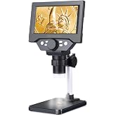 Koolertron 5.5" LCD Digital Microscope 8MP 1-1000X Magnification | Rechargeable microscope with 8 LED lights for circuit board repair, PCB inspection, coin and jewelry viewing