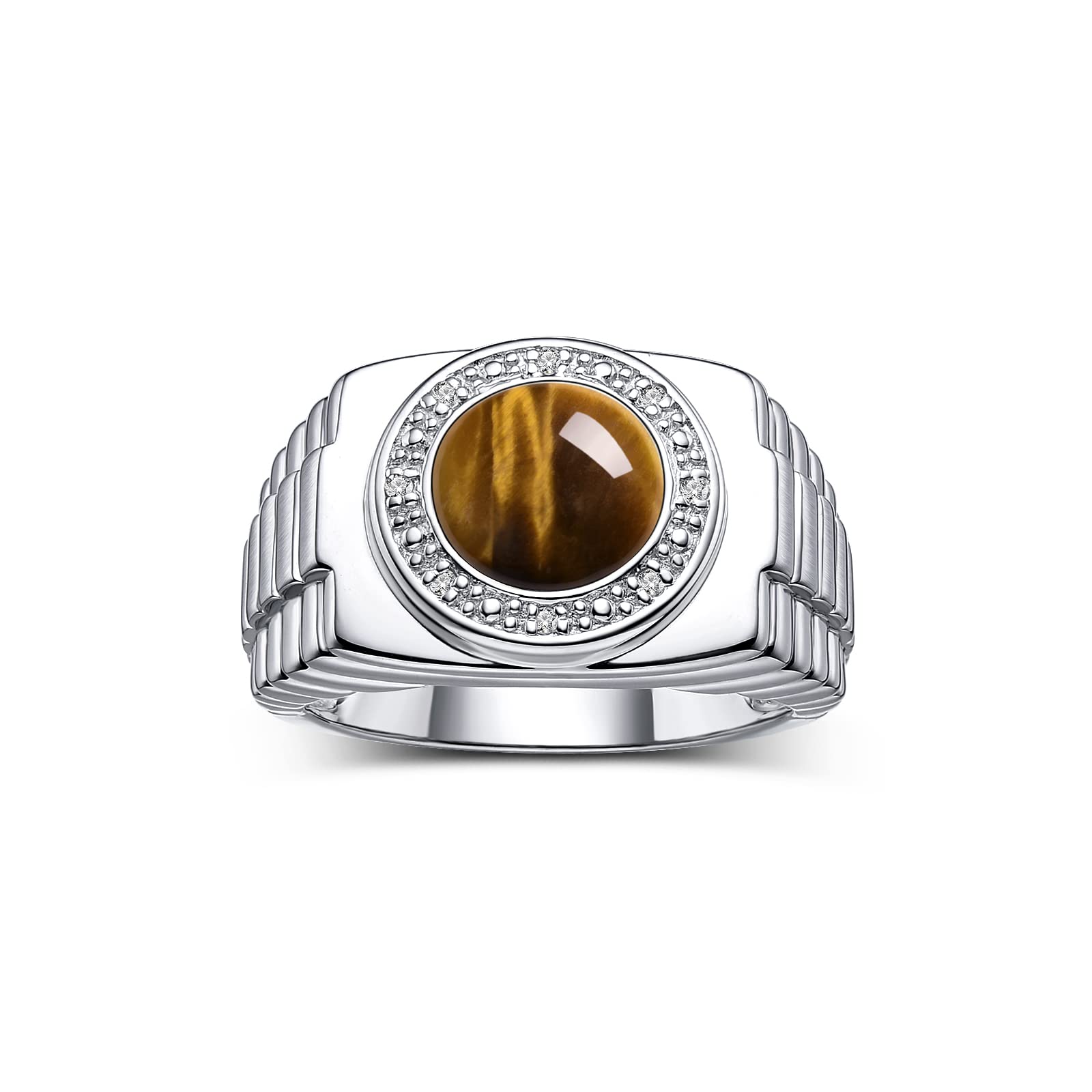 Rylos Simply Elegant Beautiful Tiger Eye & Diamond Ring - November Birthstone*