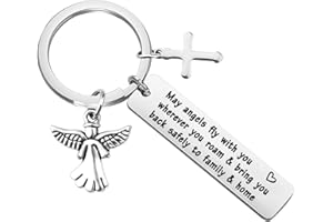 MYOSPARK Travel Prayer Keychain May Angels Fly with You Wherever You Roam Traveller Gift