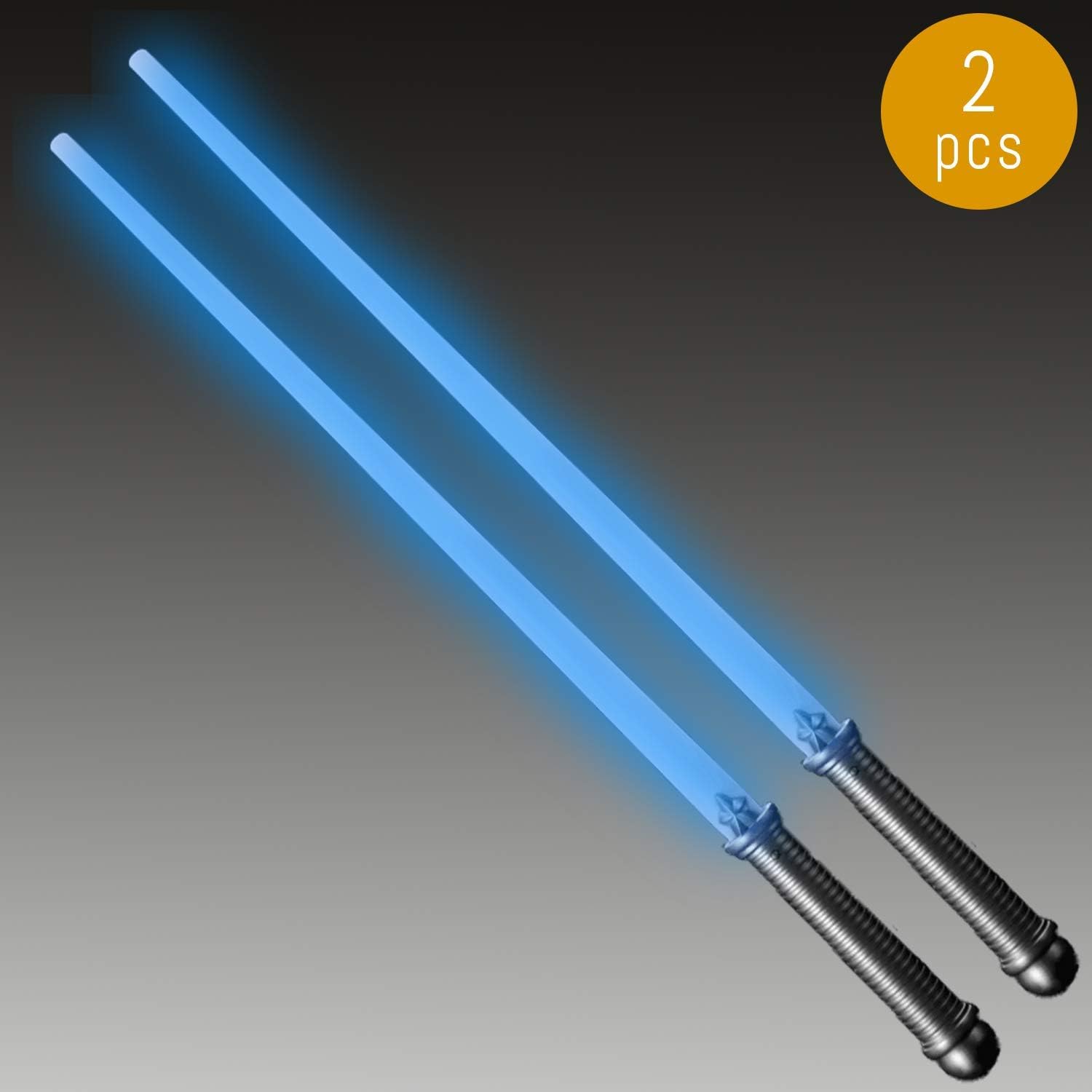 Lumistick LED Light Saber Sword | Lightsaber Glowing Swords Realistic Toy Expandable Spinning Ball (Blue, 2 Swords)