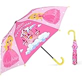 decalsweet Kids Umbrella, Safety Windproof Umbrella with Easy-Grip Hook Handle for Toddler Girls and Boys