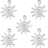 kkjoy 5Pcs Sun Moon Star Charms for Jewelry Making and Crafting, Stainless Steel Assorted Pendant Mini Charm Craft Supplies Accessories for DIY Bracelet Necklace Earrings