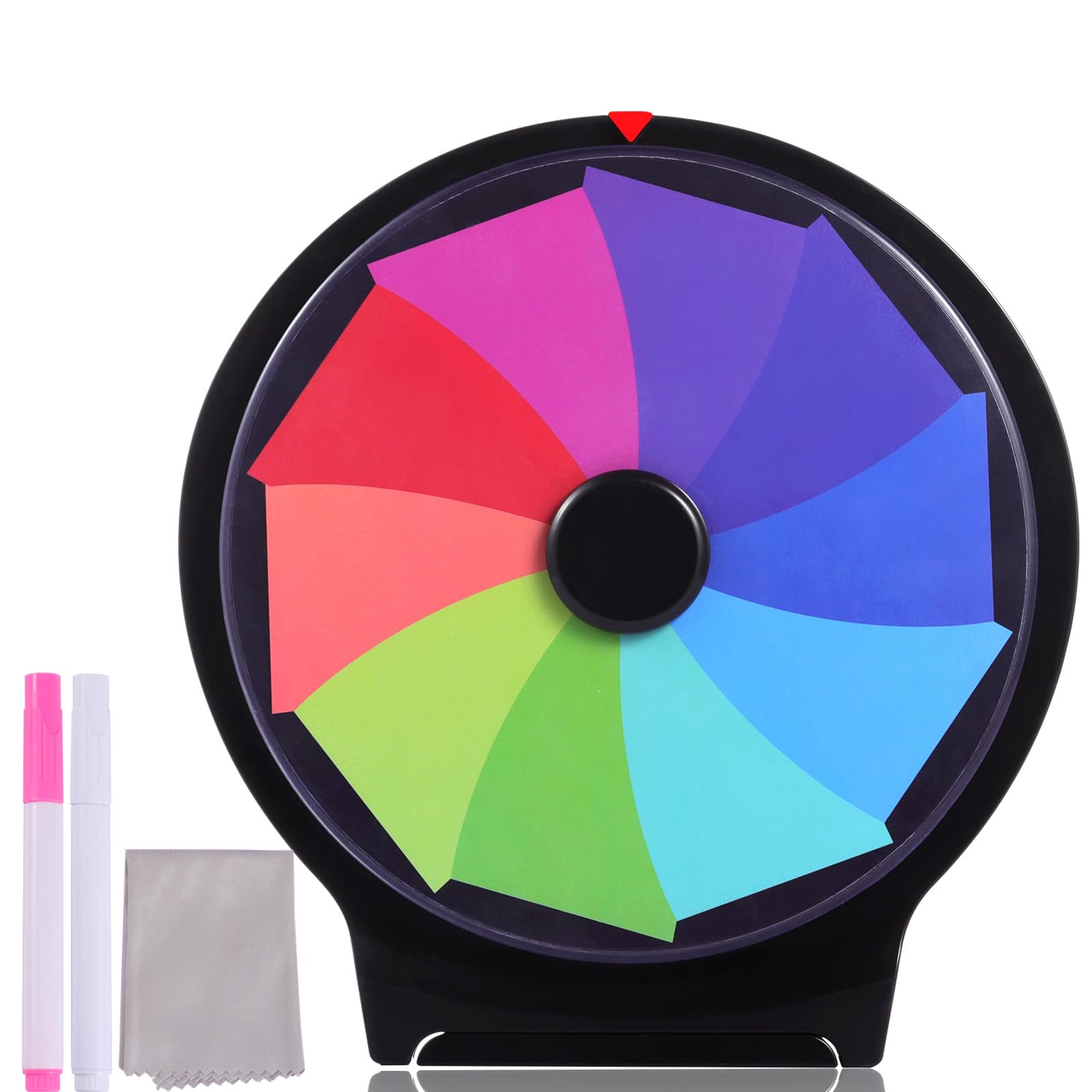 iElyiEsy Spinning Prize Wheel Tabletop Spin Wheel for Prizes with Stand, Erasable Surface for Trade Show Carnival Party Fortune Game (10 INCH)