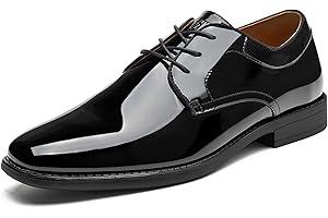 CLOWSE Men's Tuxedo Dress Shoes Patent Leather Oxfords Classic Formal Suit Shoes with Lace-Up