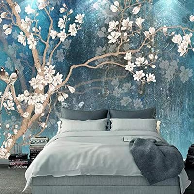 Gudojk Casa Mural Murales De Pared 3d Papel Pintado Nordico Azul