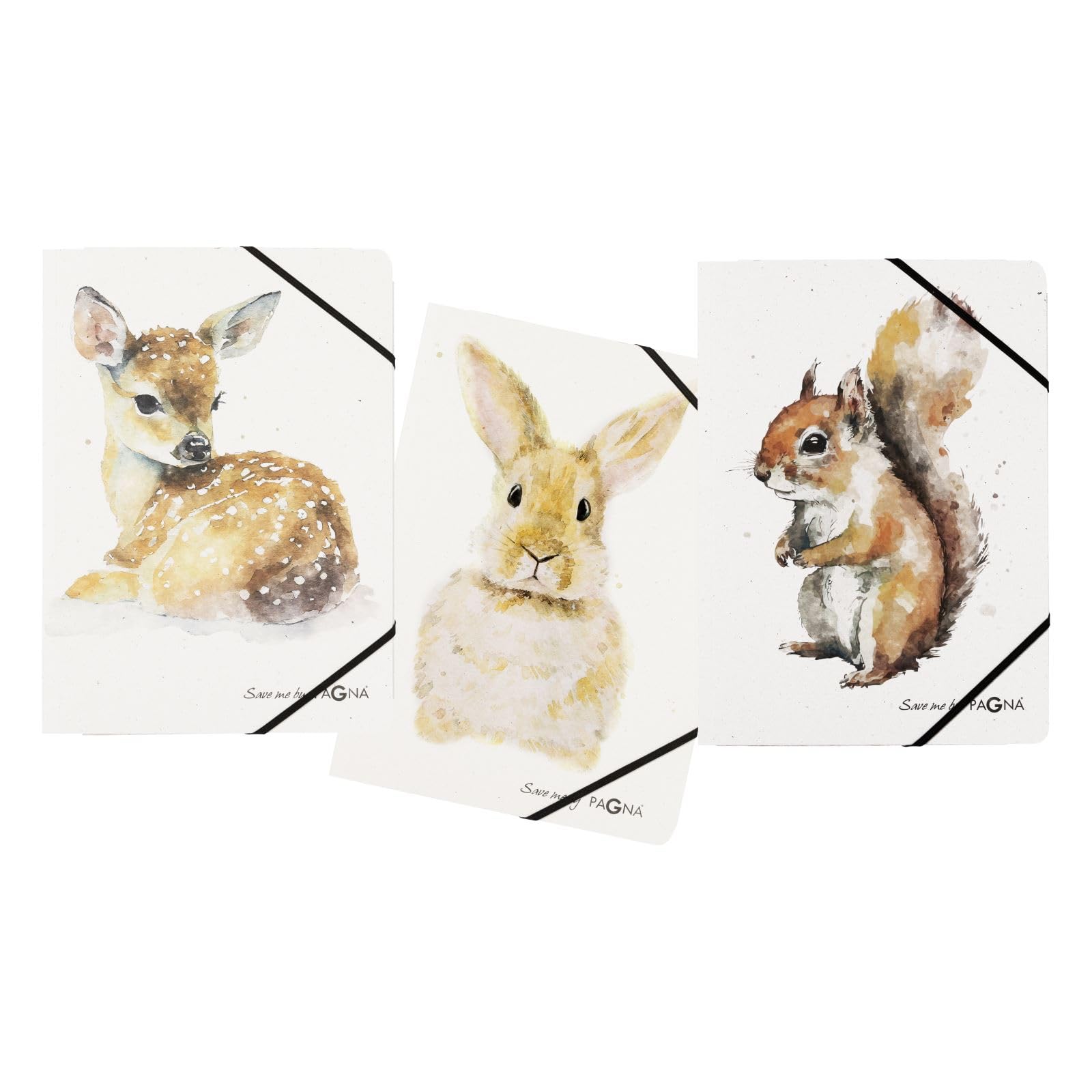 PAGNA Multipack 21700-25 Elasticated Folder A4 Save Me No.4 3 Flaps Assorted Rabbit Deer Squirrel