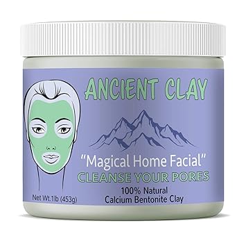 Amazon.com: Mascarilla de barro natural de arcilla antigua, 100% de bentonita de calcio, arcilla verde, todo natural, para limpieza profunda de poros, rejuvenecedor de la piel y acné: Beauty