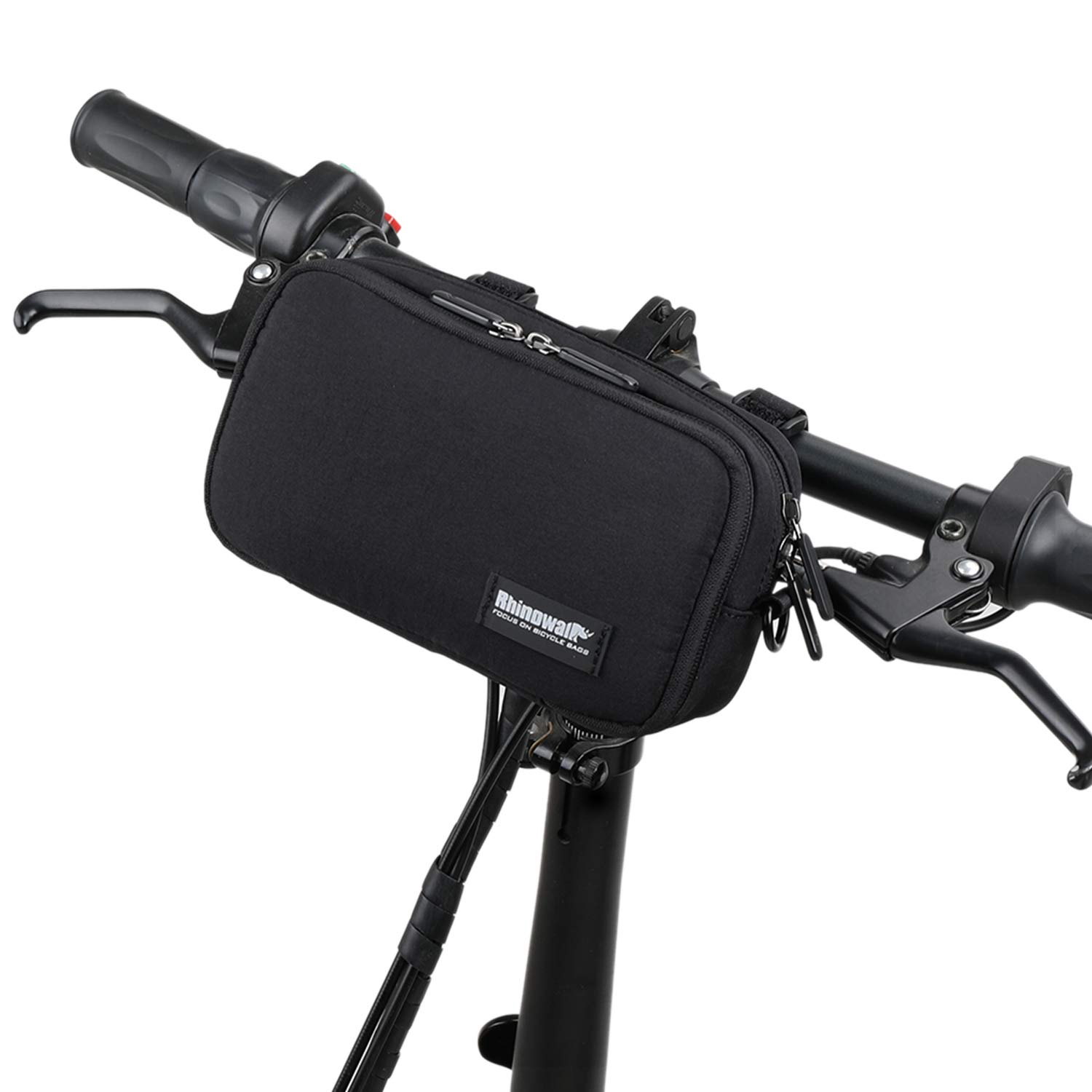 BAIGIO Bike Handlebar Bag Small Bicycle Front Handle Bar Bag Cycling Storage Pouch with Waterproof Rain Cover & Detachable Shoulder Strap, for Road MTB Travel, Black