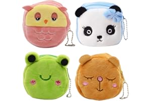 Cartoon Plush Coin Purse,Cute Animals Coin Pouch Bag for Kids, Coin Tray Wallet Key Holder Clutch Bags, Headphones, Data Cabl