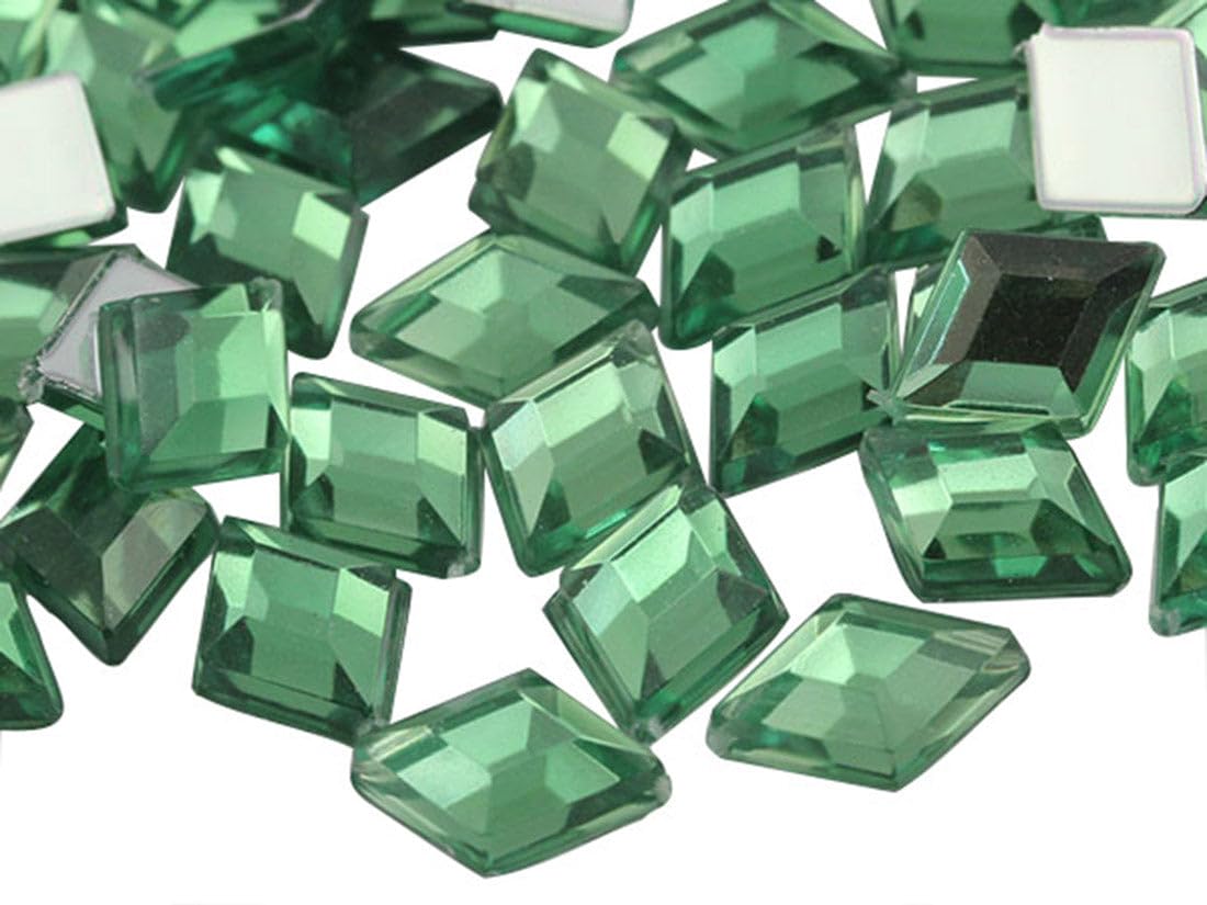 Allstarco 10x7mm Green Peridot .PD Flat Back Diamond Acrylic Rhinestones Plastic Gems for Jewelry Making Costume Jewels Cosplay Embelishments - 100 Pieces — image 1