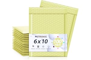 Metronic Bubble Mailers 6x10" 100 Pack Pale Yellow Self-Seal Padded Envelopes Usable Size 6x9" Waterproof Bubble Envelopes Bulk for Small Business Padded Mailers for Mailing Jewelry #0