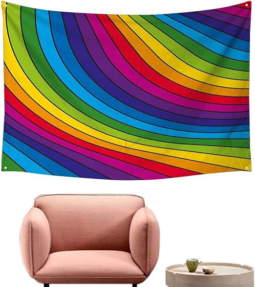 Agoza Tapiz De Pared Arcoiris Concentrico Circulos Retro Inspirado