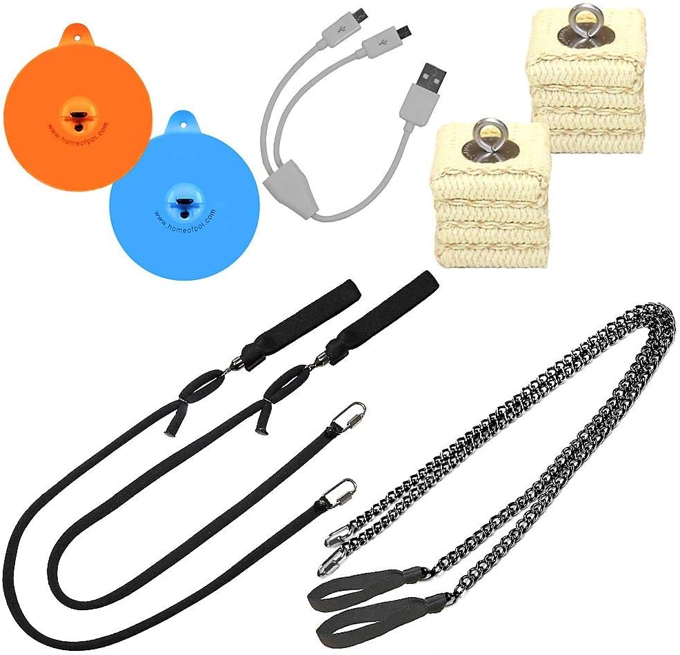 Bonus: Pair of Pro Chain Cathedral Fire Poi Medium and Multi-Color LED Poi Set