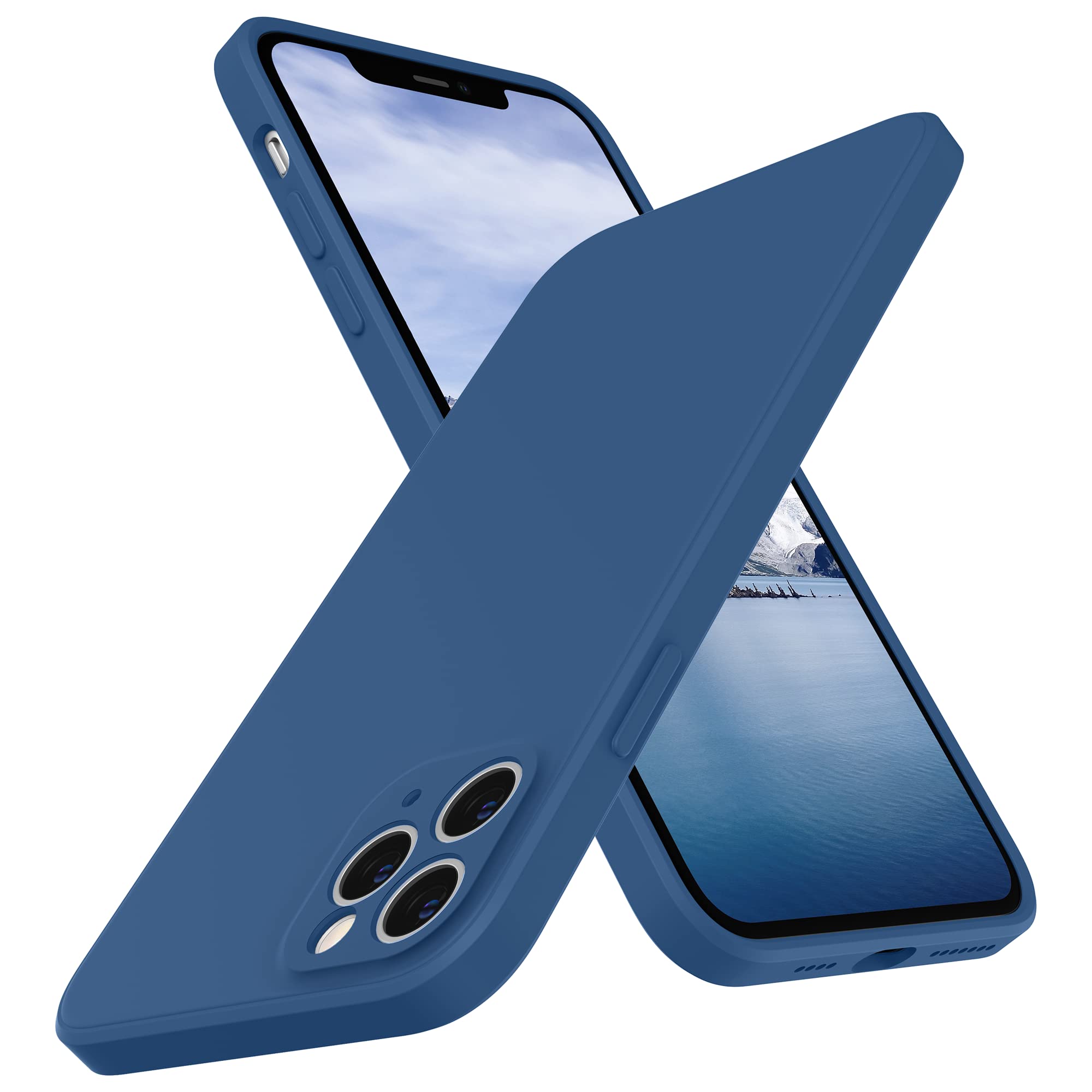 SURPHY Slim Silicone Case for iPhone 11 Pro, Individual Lens Protection, Blue Jay