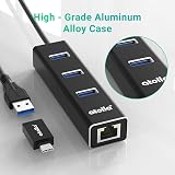 atolla USB LAN Adapter Aluminium USB Hub 3 USB 3.0 Ports Gigabit Ethernet view 4